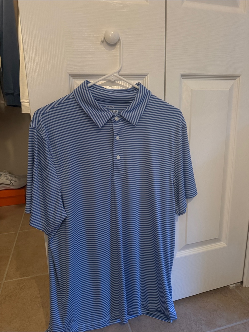 J-Crew Men's Blue Striped Polo Shirt
